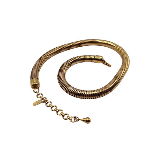 Vintage Monet Round Gold Plated Snake Chain Choker Necklace 16 1/2 " - Picture 9 of 12